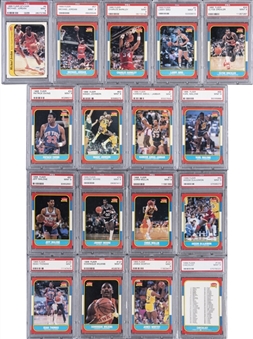 1986/87 Fleer Basketball Complete Set (132) Plus Complete Stickers Set (11) – Including Two Michael Jordan Rookie Cards – All PSA MINT 9!